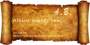 Albini Boglárka névjegykártya